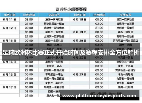 足球欧洲杯比赛正式开始时间及赛程安排全方位解析